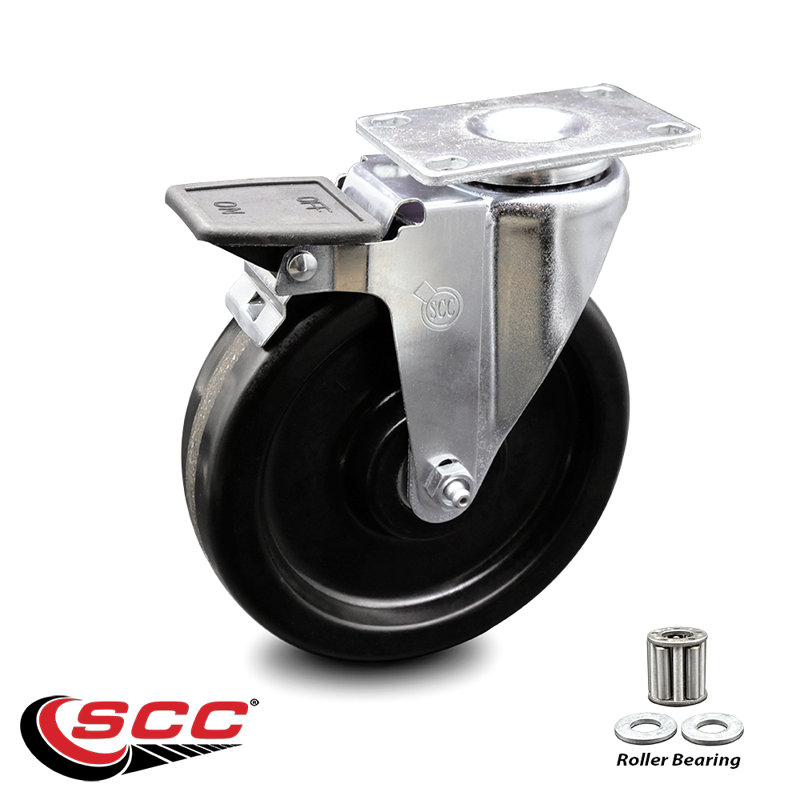 Phenolic Swivel Top Plate Caster with Brake