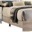 Grand lit de style classique, crème et gris, sommier requis, cadre de chambre à coucher contemporain crème, tête de lit, bois d'hévéa-1736410146