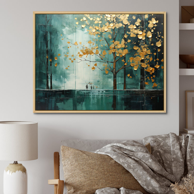 Auvent émeraude Bold Forest I - impression, H 30 po x l 40 po x P 1,5 po, Cadre naturel flottant