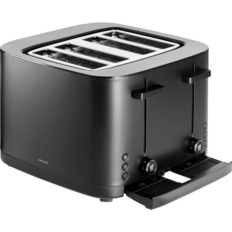 ZWILLING Enfinigy 4-Slice Toaster, Extra Wide 1.5" Slots for Bagels and Toast, Black