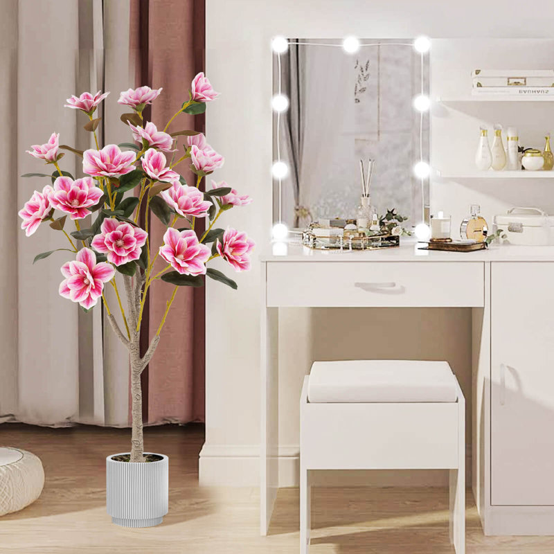 Arbre de magnolia artificiel 51 po avec troncs multicolores à feuilles de peva élégantes, 1