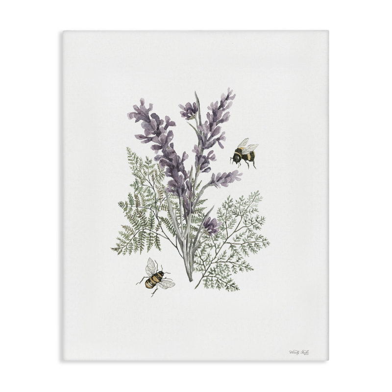 «Bumble Bees & Lavender», art mural sur toile par Cindy Jacobs, H 30 po x l 24 po