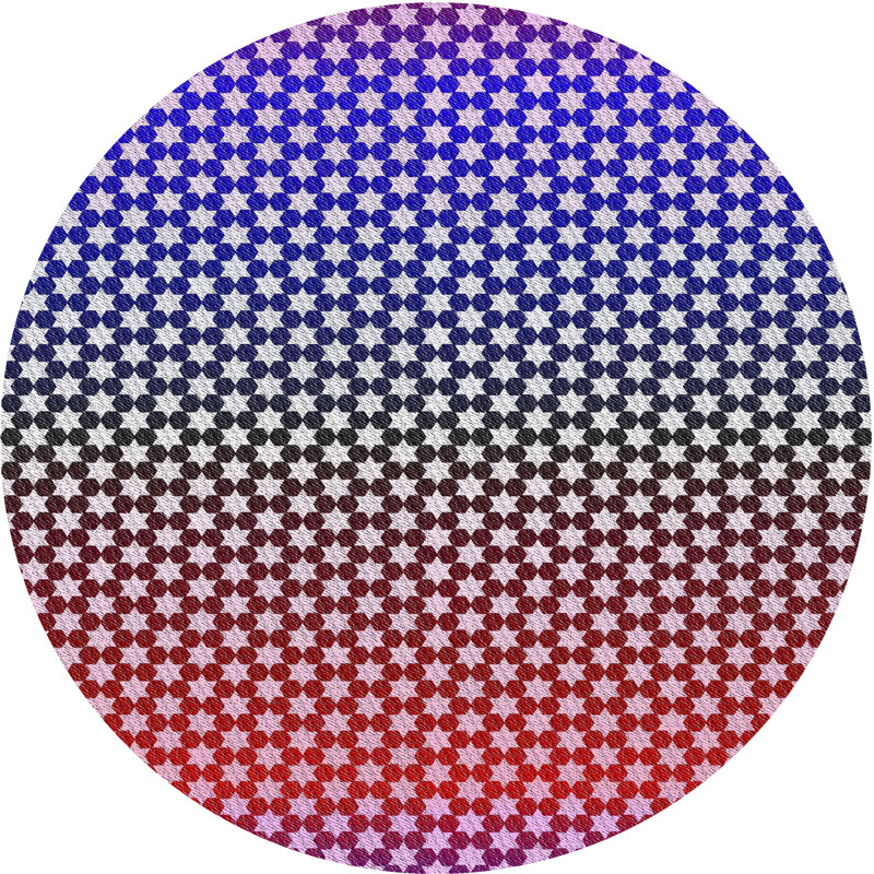 Tapis rose/bleu tissé à la machine, Rond 8 pi