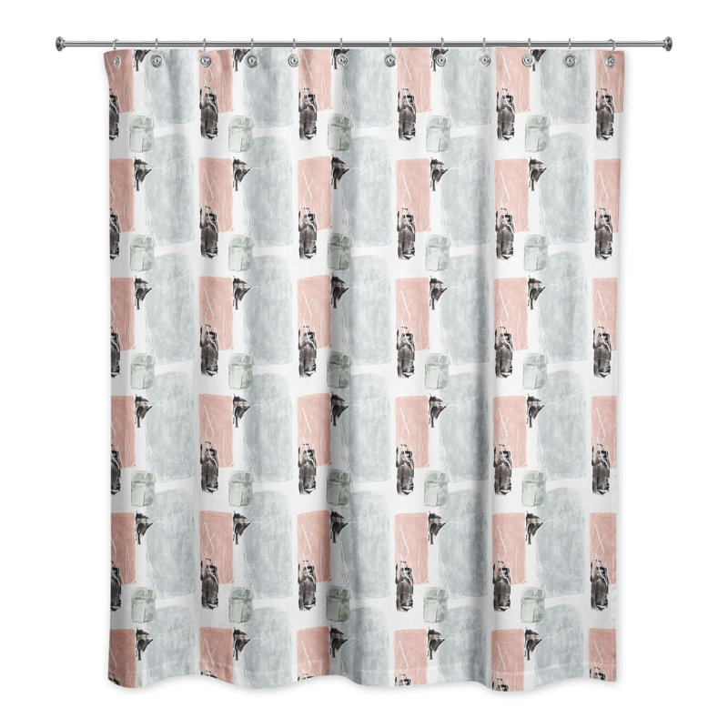 Geometric Shower Curtain with Hooks Included