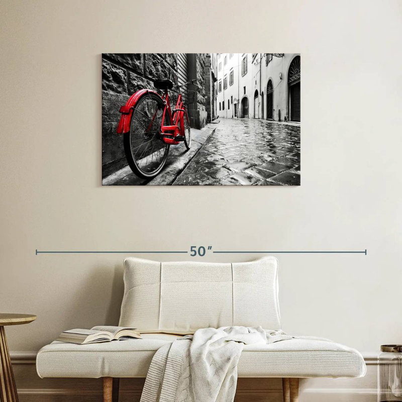 Rouge bicyclette, H 24 po x l 36 po