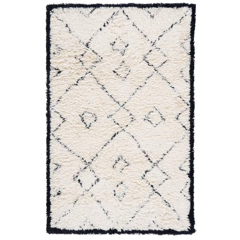 Simoneaux Hand Tufted Wool Geometric Rug, Rectangle 3' x 5'