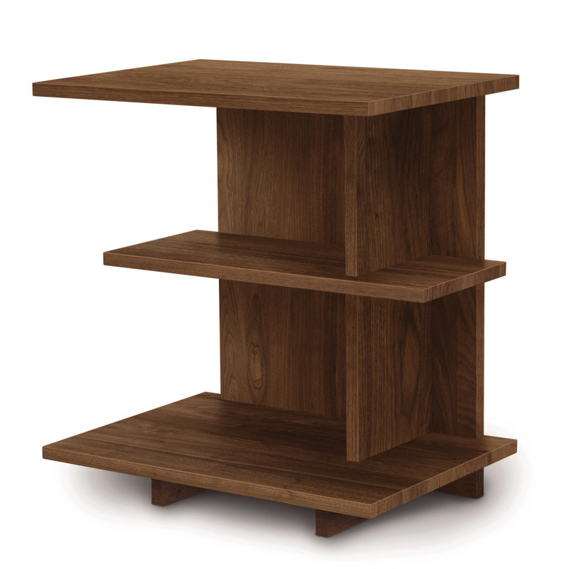 Table de chevet en bois massif Mansfield, Noyer naturel