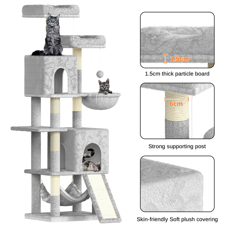 Amadahy 158cm H Cat Tree, Light Grey
