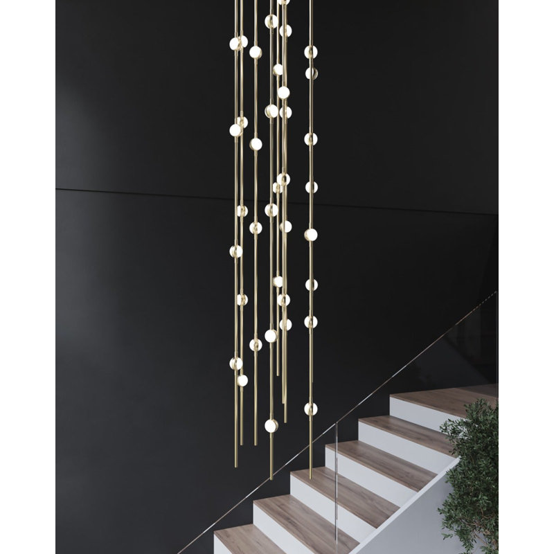 Constellation® 8 - Light LED Pendant, Satin Brass/Clear