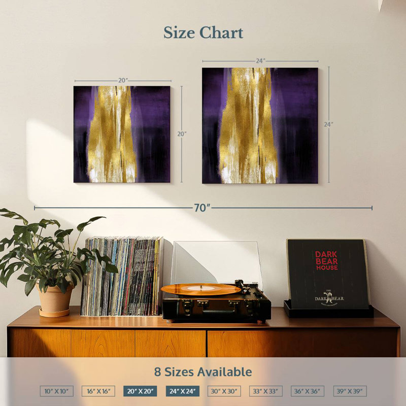 Free Fall Purple With Gold I, H 20 po x l 20 po