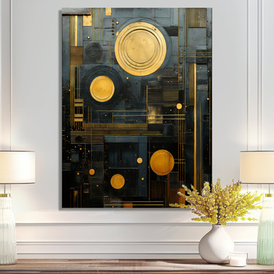 Golden Moon Art Nouveau Collage - décoration murale géométrique