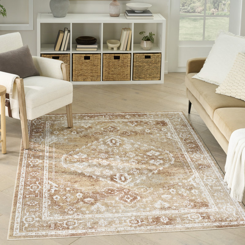 Tapis multicolore lavable à la machine Bungalow Rose Newfields, Rectangle 5 pi 3 po x 7 pi