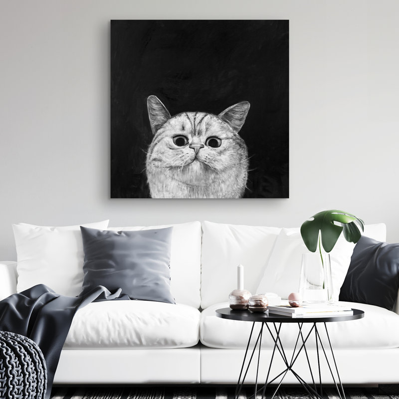 Watching cat - 32"x32" art on canvas