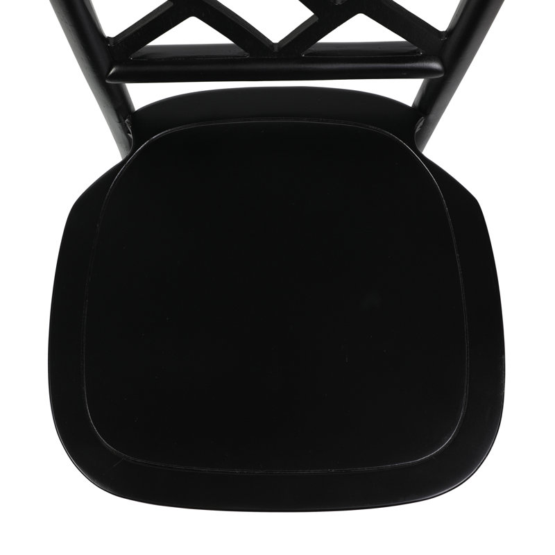 Commercial Solid Wood Stackable Dining Chair With Intricate Back, 1, Black
