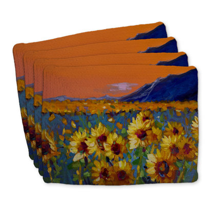 Ensemble de 4 napperons Field of Sunflowers