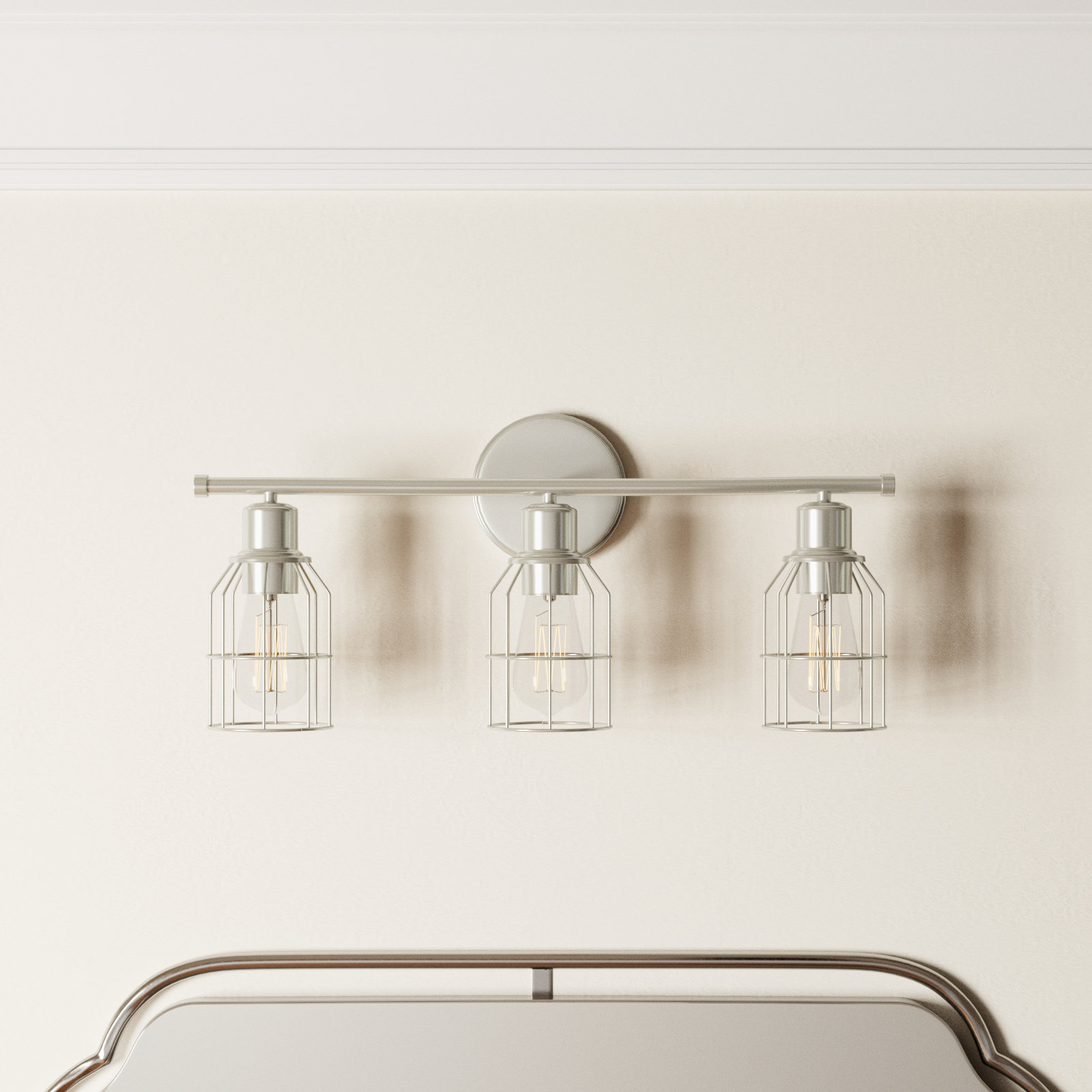Romeo 3 Light Dimmable Vanity Light, Brushed Nickel