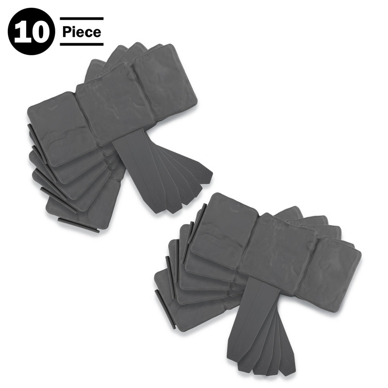 Garden Edging - 10-Piece Outdoor Decorative Flower Bed Border Set for Landscaping - 8-Foot Interlocking Stone Trim with Stakes