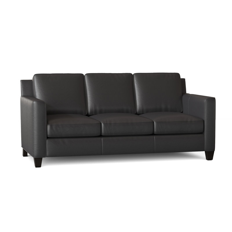Yorba Leather Sofa, Outsider Raven Genuine Leather, Cobblestone