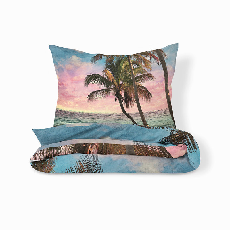  Housse de couette simple Palm Beach, Housse de couette simple et 2 taies décoratives