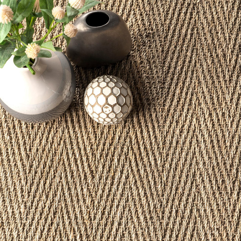 Tapis de la surface brune à lattes de bambou/herbe Bengtson, Rectangle 2 pi 6 po x 4 pi