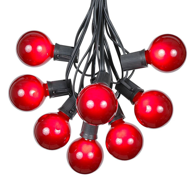 Outdoor 100 - Bulb 100'' Plug-in Globe String Light, Red, Brown