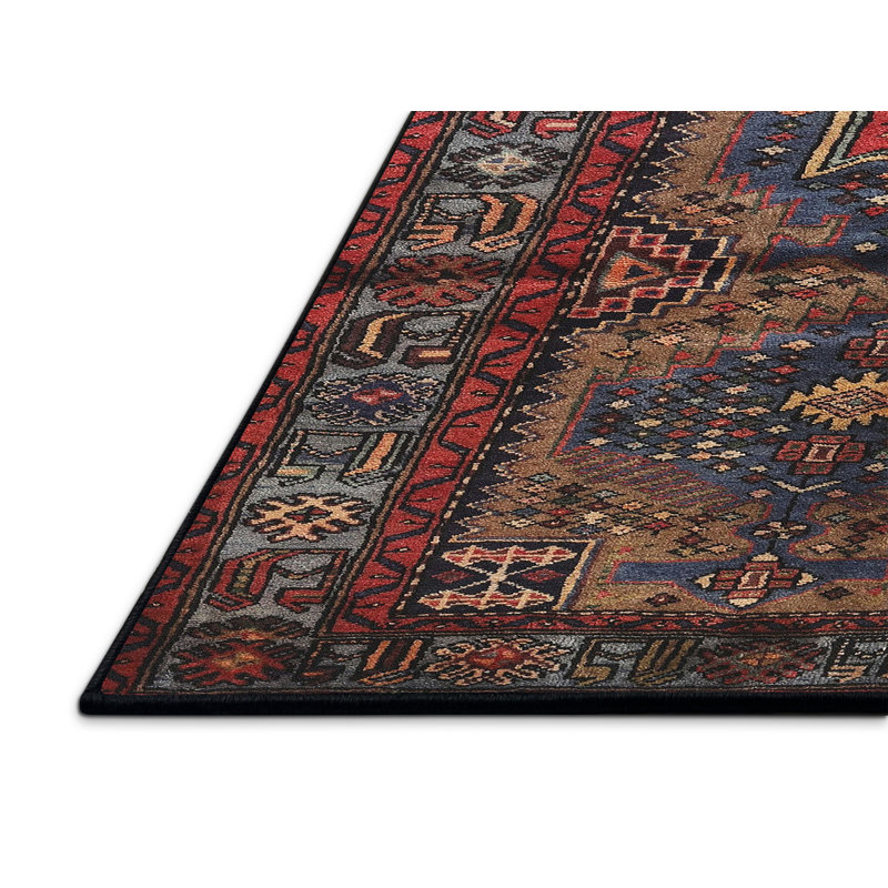Tapis noir/rouge/beige traditionnel Persich, Rectangle 5 pi x 7 pi