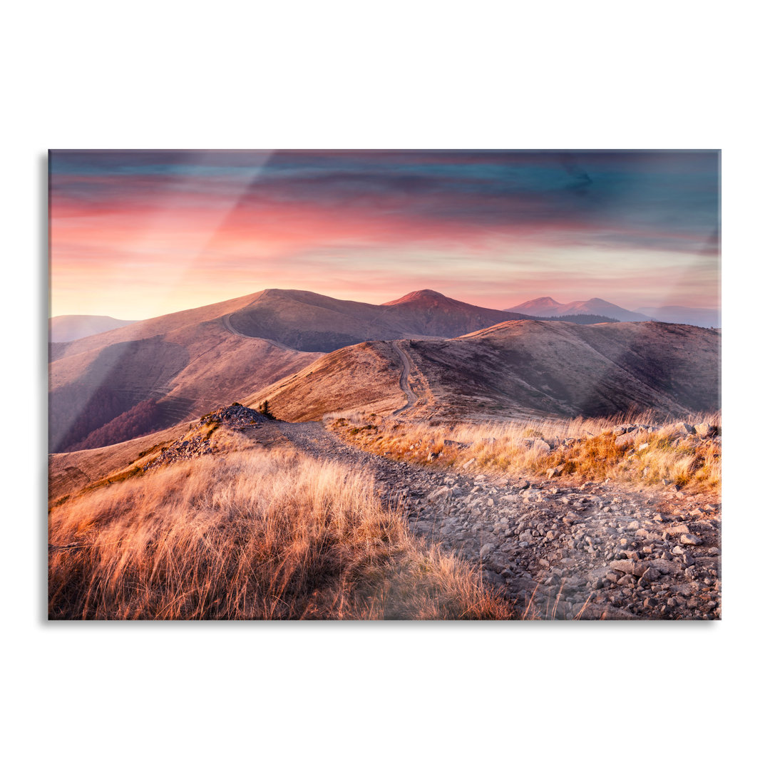 Glasbild Stone Landscape at Sunset