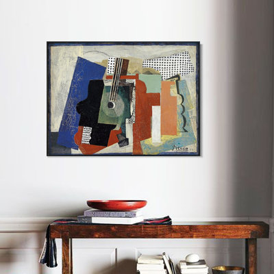 Art numérique sur toile encadré, impression de 1916, nature morte avec porte, guitare et bouteilles par Pablo Picasso Wall Art Living Office Home Decorations