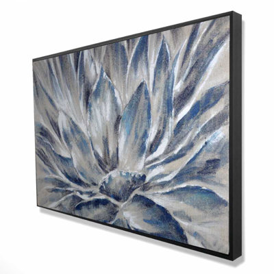 Blue and Grey Flower - Contemporary Classic Canvas Art