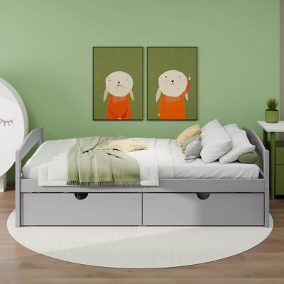 Un lit plateforme simple avec deux tiroirs intégrés
