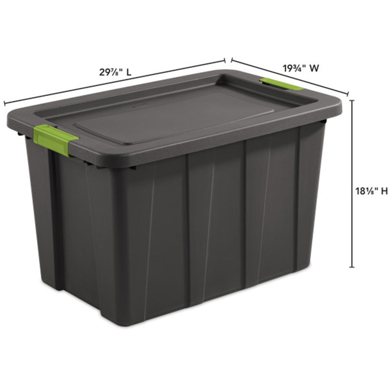 Sterilite Latching Tuff1 Stackable Storage Tote Bin w/ Latch Lid, 4-Pack, 120 Quart