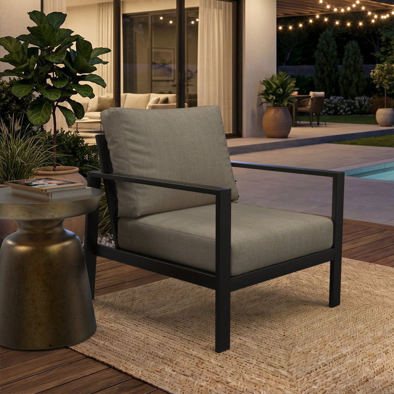 Amala Sunbrella® Outdoor Deep Seating Cushion, Sunbrella® Cast Ash Plainweave, 25" W x 25.5" D