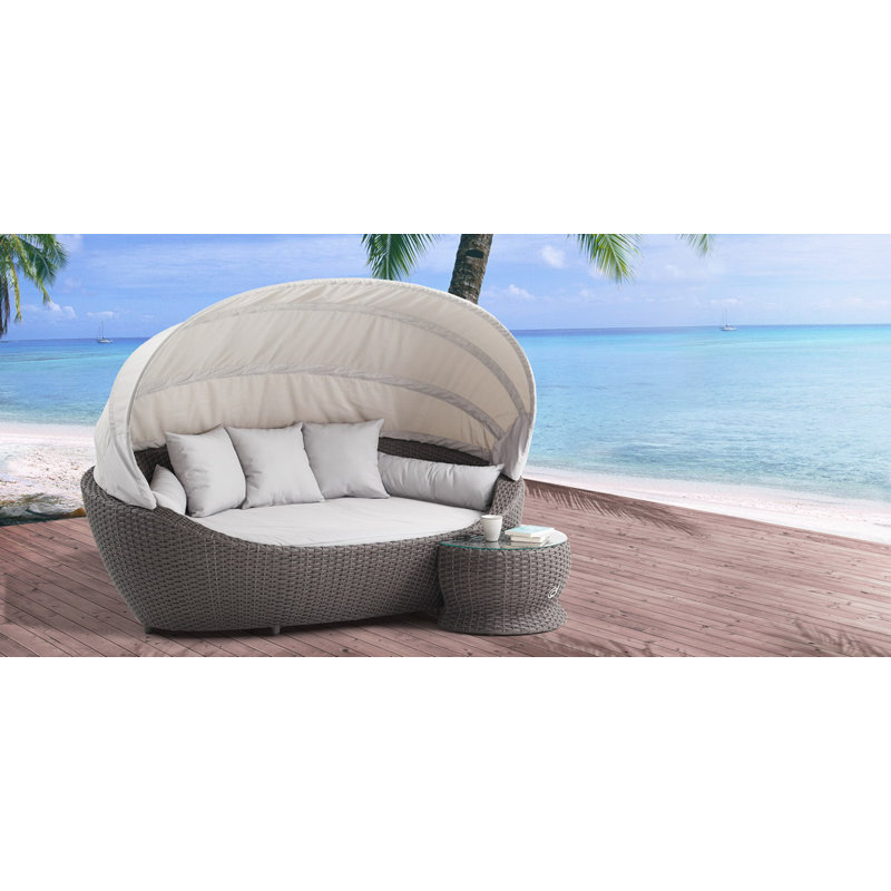 Paradiso Outdoor 2 - Seat Patio Daybed, Mocha Duo, Ivory