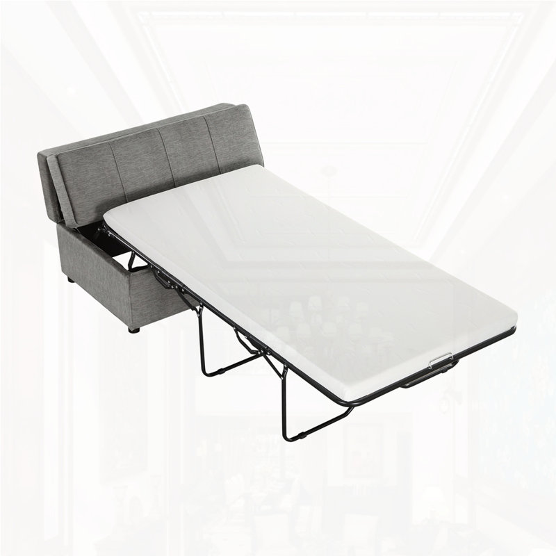 Lit simple avec repose-pieds pliant, Gris foncé