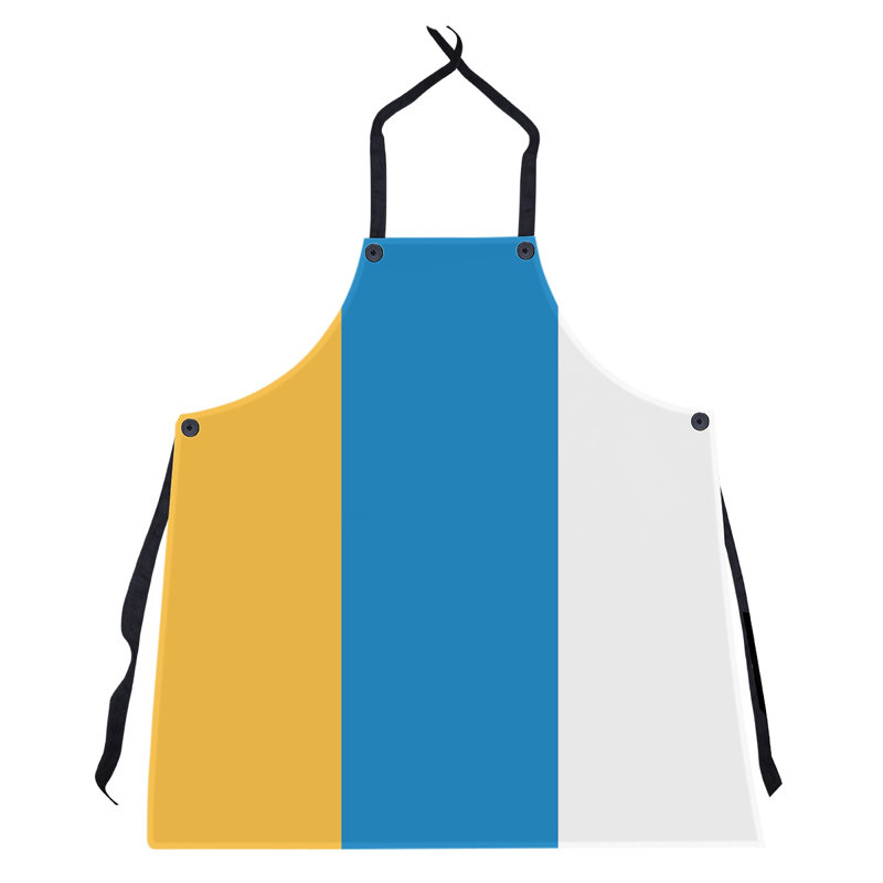 No Pattern Bib Apron, Yellow/Basketball Blue/White