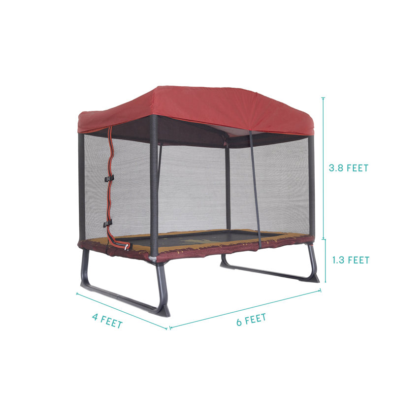 Trampoline rectangulaire intérieur / extérieur 6 pi x 4 pi Winnie l'ourson Skywalker avec enclos et auvent
