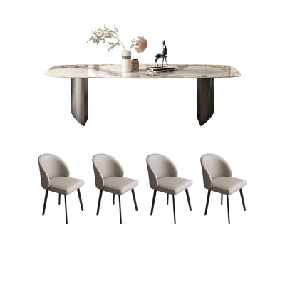 Light Luxury Glossy Rock Slab Dining Table
