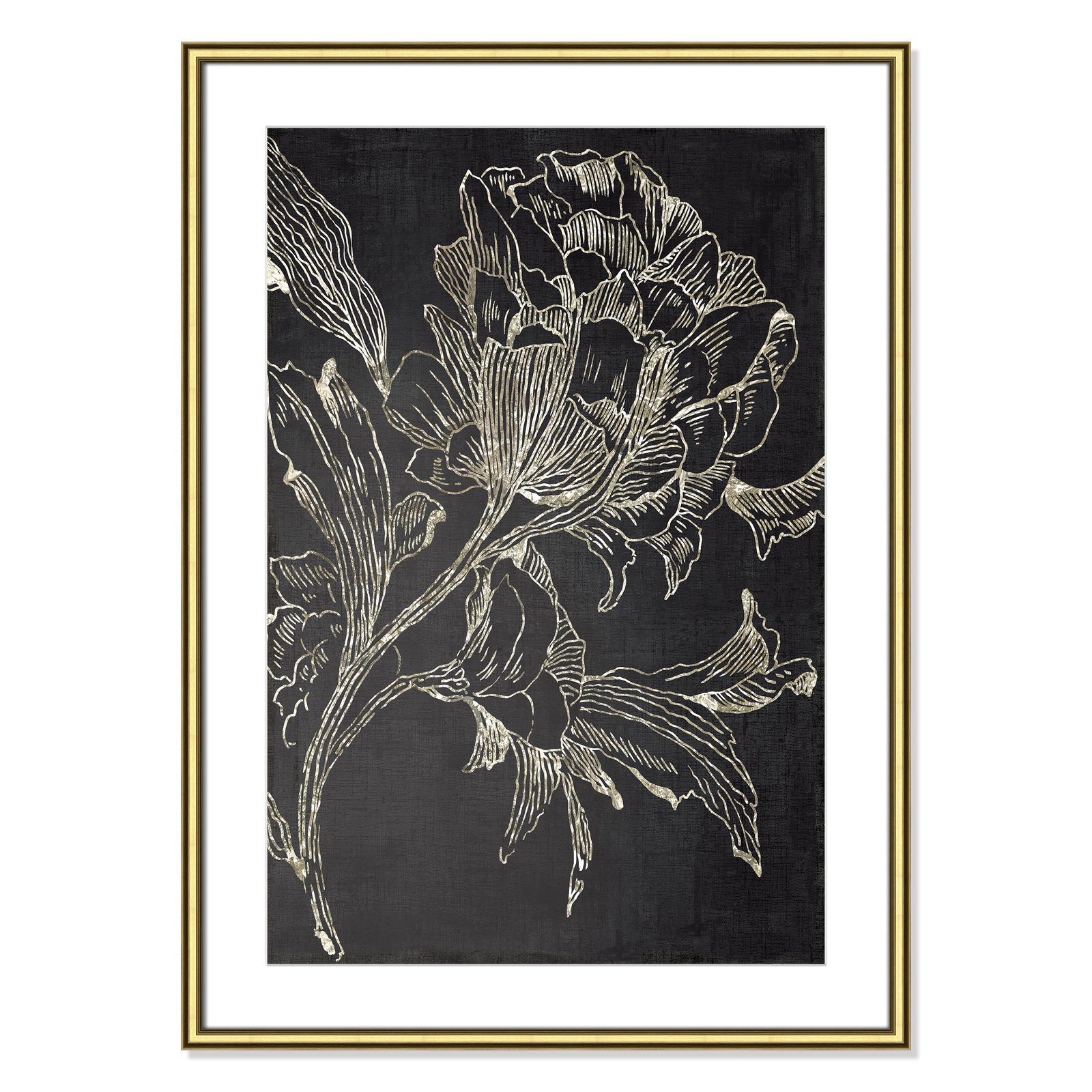 Clarendon "Golden Flower Folklore I" Print, 36.75" H x 26.75" W, Gold Framed