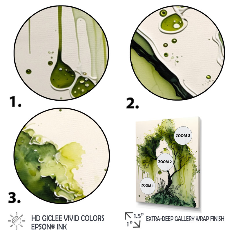 Green Green Moss Tree - reproduction d'art sur toile, H 20 po x l 12 po x P 1 po, Toile tendue