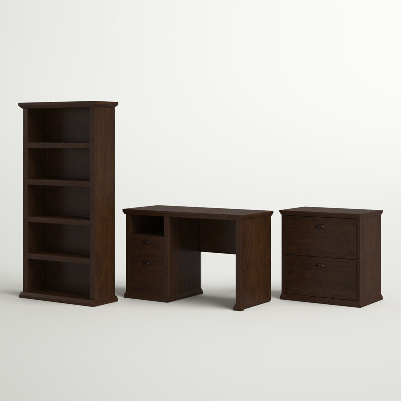 Huckins 3 Piece Computer Desk Office Set, Antique Cherry