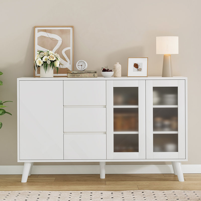 Buffet Farmhouse, armoire d'appoint avec 3 tiroirs, buffet pour la salle à manger, la cuisine, le couloir et le salon