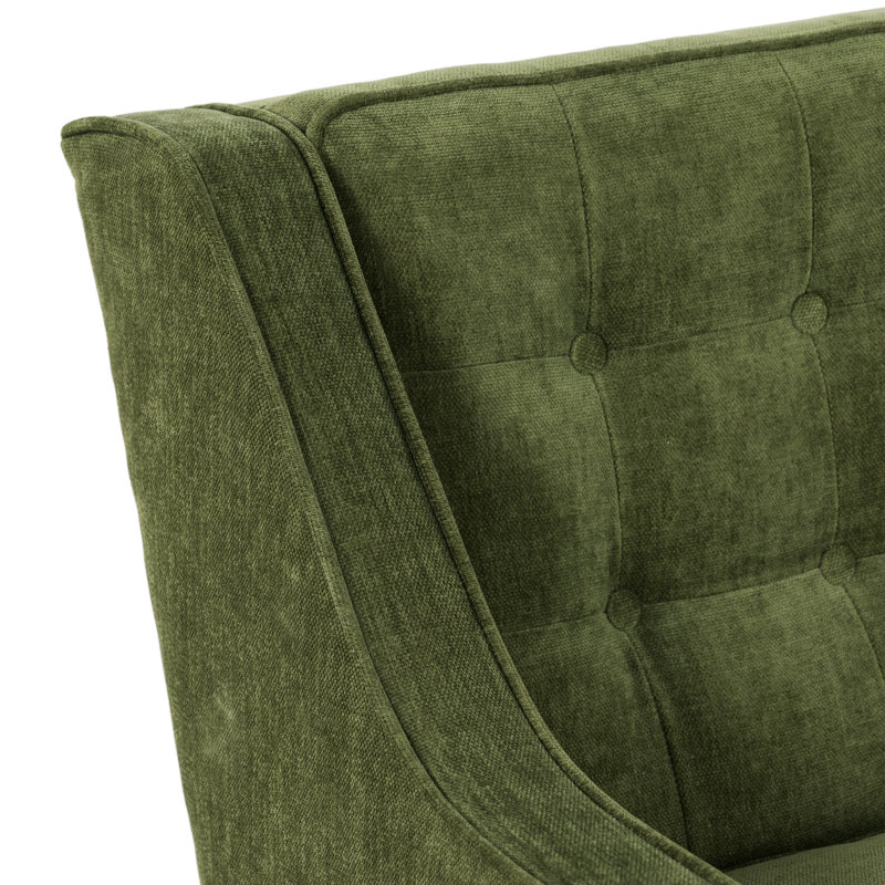 Gus Distressed Velvet Fabric Lounge Chair, Green