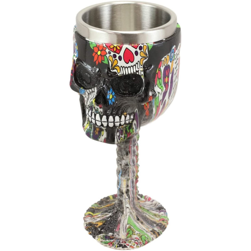 À pied en acier inoxydable day of the dead gothic 5oz. Makbule
