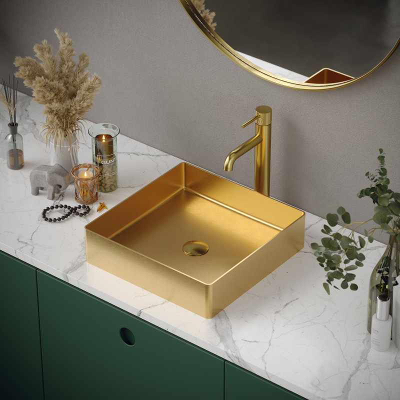 Karran Cinox 15.75'' Stainless Steel Square Bathroom Sink, Gold