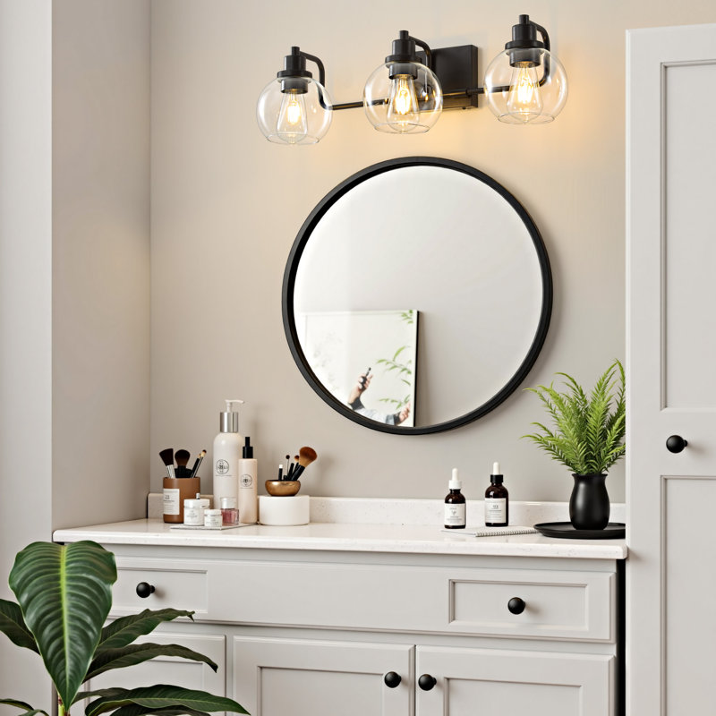 3-light Dimmable Bathroom Vanity Light, Matte Black