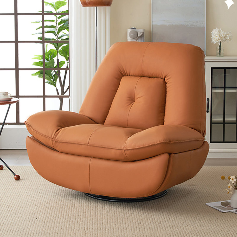 Lillee Faux Leather Recliner, Orange Faux Leather