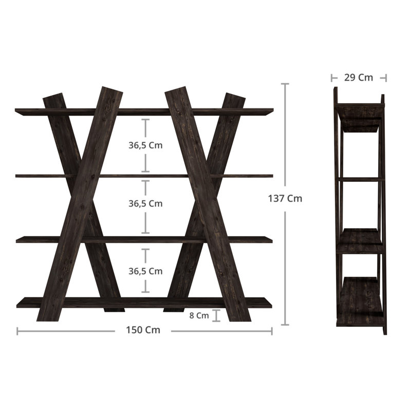 Étagère à livres H 53,94 po x l 59,06 po Frieda, Noyer foncé