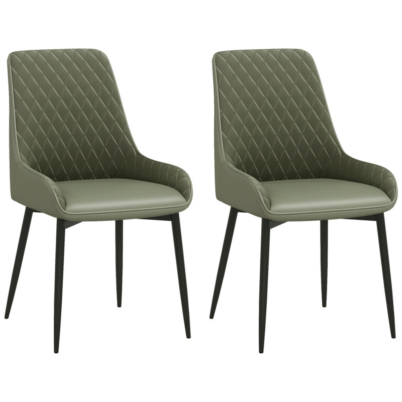 Ensemble de 2 chaises de salle à manger en cuir PU avec pieds en métal, Vert