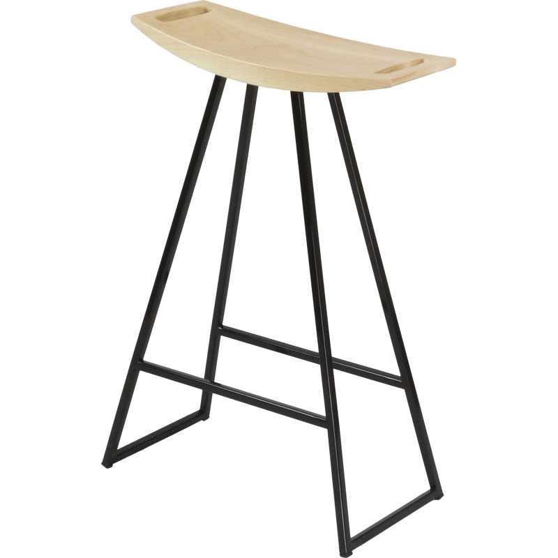 Robert Counter Stool with Metal Frame, Black, Maple