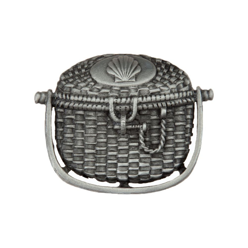 Antique Pewter Nantucket Basket Cabinet Knob with Mounting Hardware